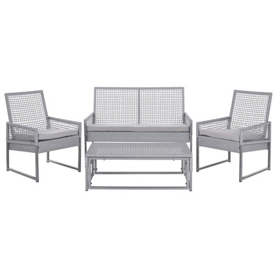 Shawmont 4pc Wicker Patio Conversation - Gray - Safavieh