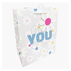 Bows And Sparkles Large 'Happy You Day' Floral Birthday Gift Bag with Tag Gray - 1 of 2
