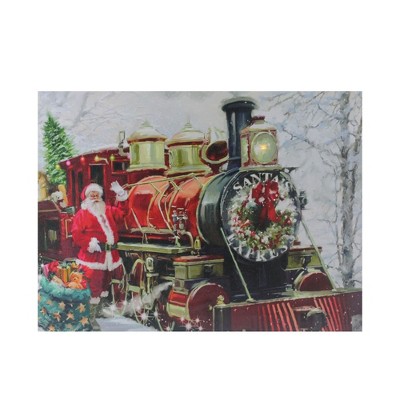 Northlight Fiber Optic and LED Lighted Santa's Express Canvas Wall Art 12" x 15.75"