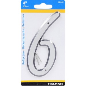 Hillman 4 in. Reflective Silver Plastic Nail-On Number 6 1 pc (Case of 3) - 1 of 1