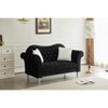 Velvet Rolled Arm Chesterfield Loveseat Sofa with Two Pillow,Tufted for Office Home - 4 of 4