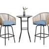 3pcs Outdoor Bar Set, Patio Bar Table and Chairs Set, Bar Height Patio Set - 2 x Swivel Bar Chairs - 2 of 4