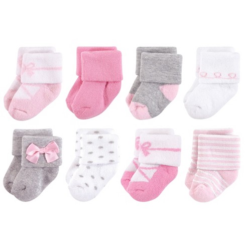 Just Born 6-Pack Baby Girls Dusty Pink Socks - 6-12mo