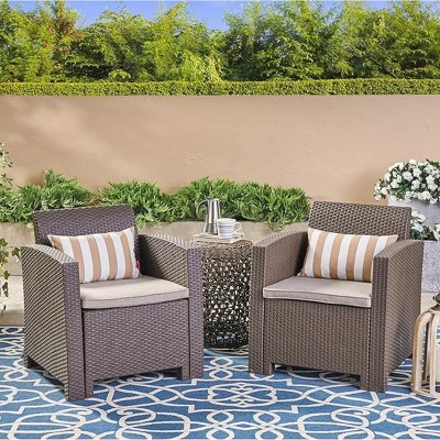 Wicker Patio Accent Chair Set Of 2,Modern Arm Chair With Waterproof Cushions,Patio Chairs Outdoor,Outdoor Furniture -Maison Boucle