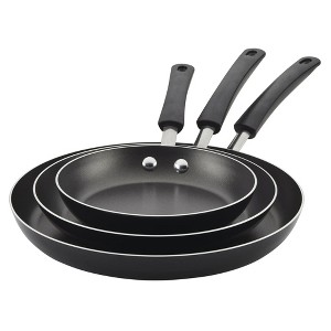 LunaLulinlk Easy Clean 3 Piece Aluminum Nonstick Frying Pan Set, Black - 1 of 4