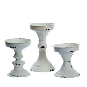 VIP Metal 8 in. White Candle Holder Set of 3 - 1 of 4