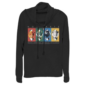 Juniors Womens Harry Potter Hogwarts House Mascots Cowl Neck Sweatshirt - 1 of 4