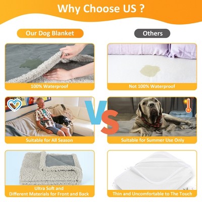 Large Gray Waterproof Sherpa Fleece Pet Blanket