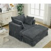 NEW ARRIVED 477 Oversized Corduroy Chaise Longue with Ottoman Deep Seat Reclining Chair Sofa - 3 of 4