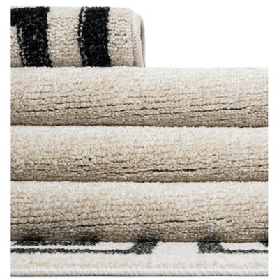 Athens Beige and Black Geometric Border 5' x 8' Area Rug
