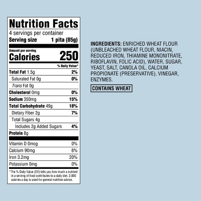 Low Fat Original Pita Bread - 12oz/4ct - Favorite Day™