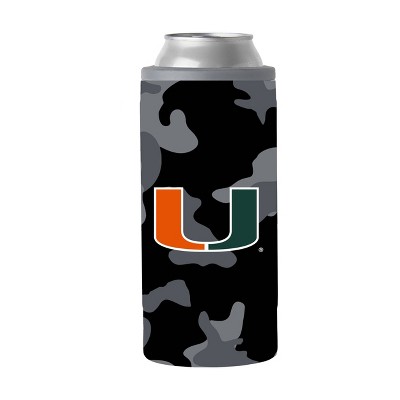 NCAA Miami Hurricanes 12oz Black Camo Slim Can Cooler