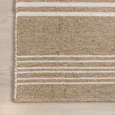 Birchwood Sand Tufted Wool Reversible Striped Area Rug, 8' x 10'