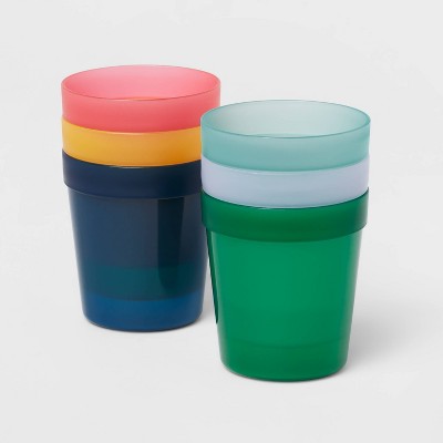 Image of 8oz 6pk Plastic Assorted Colors Kids' Short Tumblers - Pillowfort™