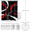 LunaLulinlk Red White and Grey Abstract Ribbon Lines on Black Background Bathroom Shower Curtain - 4 of 4