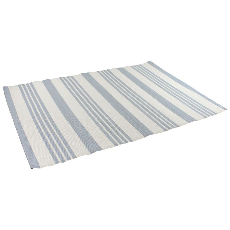 Northlight 4' x 6' Light Blue and White Striped Rectangular Outdoor Area Rug, 3 of 5