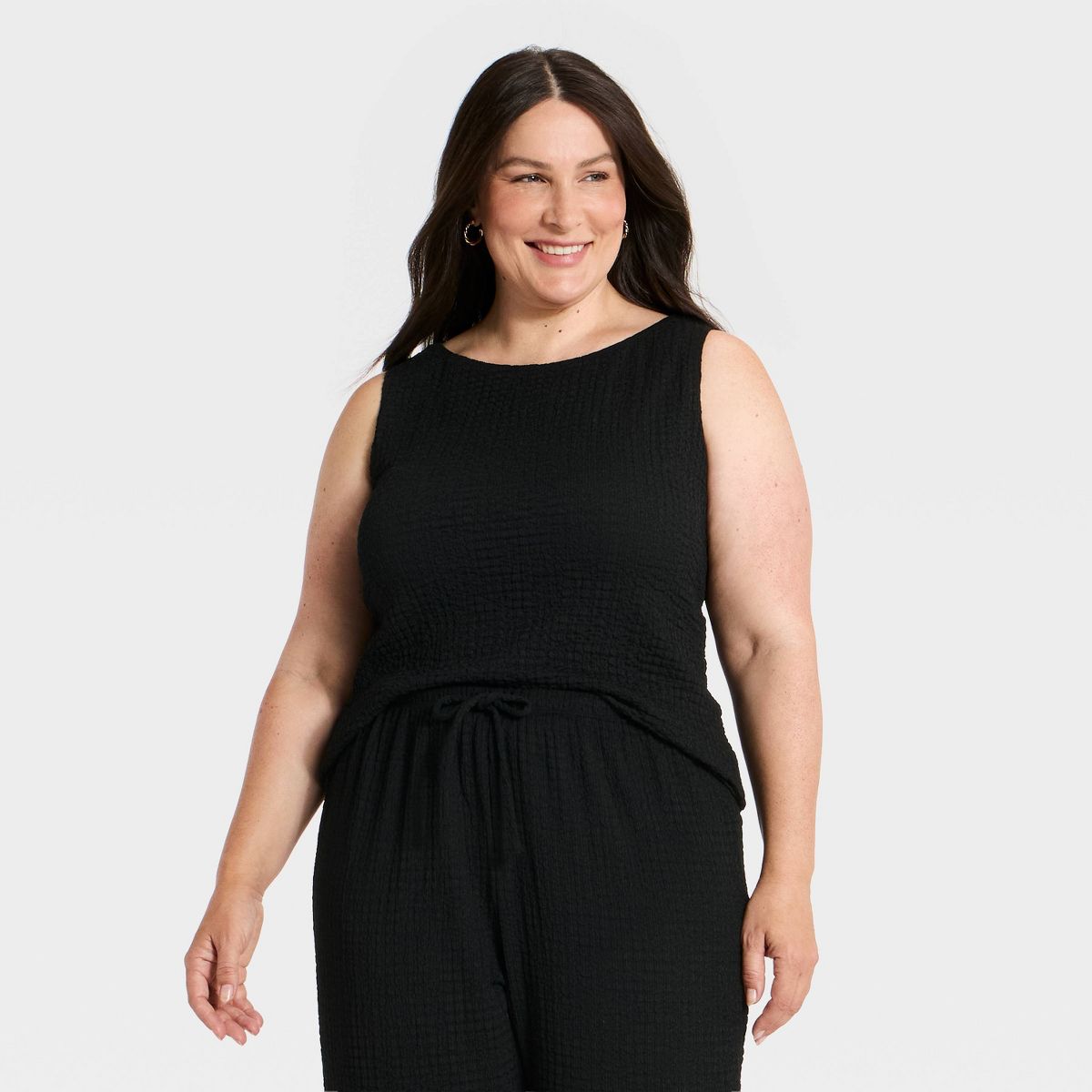 Women's Boat Neck Textured Tank Top - A New Day™ - thumbnail 5