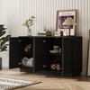 FUFU&GAGA Black Buffet Sideboard Storage Cabinet with Wave - Patterned Doors - Stylish Storage for Dining & Living Spaces - 2 of 4