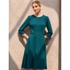 INSPIRE CHIC Women's Elegant A-Line Crew Neck 3/4 Sleeve Wear to Work Fit and Flare Dress - 2 of 4