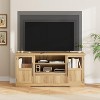 Coucheta 63" Farmhouse TV Stand with Wave Pattern - White & Natural Entertainment Center for 72" TVs, 2 Glass Door Cabinets - 2 of 4