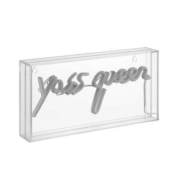 11.8" Yass Queen Contemporary Glam Acrylic Box Pendant (Includes LED Light Bulb) Neon Pink - JONATHAN Y