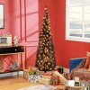 HOMCOM 6' Tall Pre-Lit Slim Noble Fir Artificial Pencil Christmas Tree with Realistic Branches, 200 Warm White LED Lights and 390 Tips, Black - 2 of 4