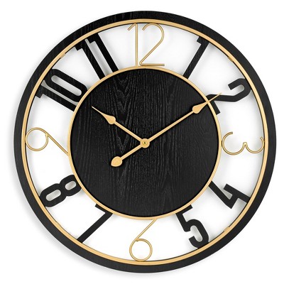 Sorbus 24" Modern Wooden Wall Clock - Sleek Design, Analog Display - Complements Various Styles