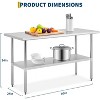 Stainless Steel Table for Prep & Work, 2-Tier Shelf NSF Commercial Worktable Adjustable Height, Utility Storage Rack for Restaurant Kitchen - 2 of 4