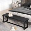 Costway 56.5"L Large Wood Dining Bench with Metal Frame Adjustable Footpads for Kitchen Black/Coffee - image 4 of 4