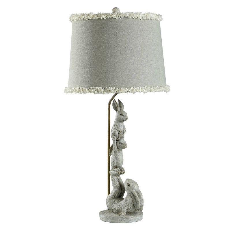 Chrysta Cream Table Lamp Charming Bunnies with Ruffle Trimmed Shade - StyleCraft, 6 of 7
