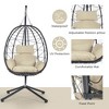 PAGED Indoor Outdoor PE Rattan Swing Chair with Cushion and Rust Resistant Frame,Egg Chair for Patio,Porch,Garden - 4 of 4