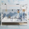 Costway Twin Over Twin Bunk Bed Solid Wood Bed Frame with Ladder Full-length Guardrails White/Natural - 4 of 4