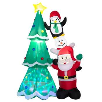 Tangkula 8.7 FT Inflatable Christmas Tree and Santa Claus, Blow up Christmas Tree with Santa Penguin & Snowman Xmas Outdoor Inflatable Decoration