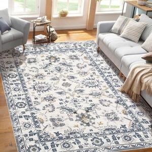 Area Rug, Thin Washable Area Rug for Living Room Bedroom Rug Lightweight Vintage Large Area Rug, Machine Washable Anti Slip Home Decor Rug - 1 of 4
