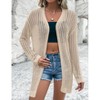 Womens Summer Lightweight Cardigan Long Sleeve Open Front Loose Beach Crochet Cover Up - 2 of 4
