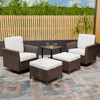 EAGLE PEAK Ocean Vista Wicker Outdoor Patio Seating Set Deep Cushions, Swivel Rocking Chairs Ottomans Table, 5 Pieces - 2 of 4