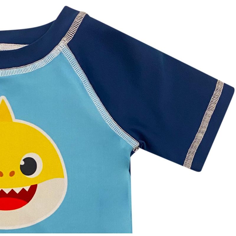 Pinkfong Baby Shark Rash Guard and Swim Trunks Outfit Set Infant, 3 of 8