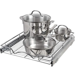 Hold N' Storage - Pull out Cabinet Organizer with Steel Metal Chrome Finished and 21 Inch Depth - 1 of 4