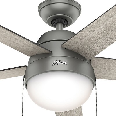 46" Silver and Light Gray Oak Ceiling Fan with LED Light Kit