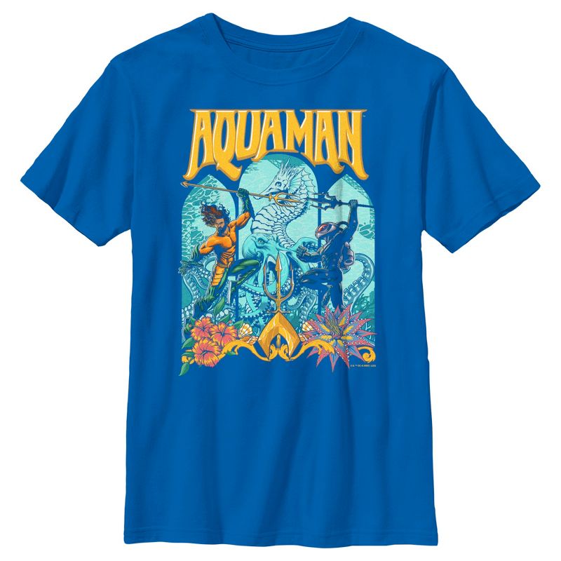 Boy's Aquaman and the Lost Kingdom Retro Window Poster T-Shirt, 1 of 6
