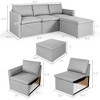 Costway Convertible Sectional Sofa L-Shaped Couch w/Reversible Chaise Dark Grey\Green\Light Grey - image 3 of 4