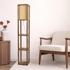 VYNXARIA 62"H Pinnacle Shelf Floor Lamp For Bedroom/Living Room, Natural Wood with Long Shade - 3 of 4