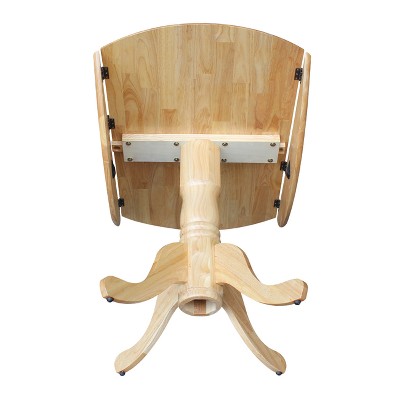 Natural Wood Round Dual Drop Leaf Dining Table