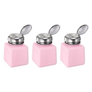 Unique Bargains Plastic Makeup Remover Nail Polish Push Down Alcohol Dispenser Bottles 3 Pcs 3.4oz Pink - 1 of 4