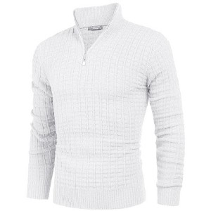 COOFANDY Men's Quarter Zip Sweaters Slim Fit Lightweight Cotton Knitted Casual Mock Neck Pullover Sweaters - 1 of 4