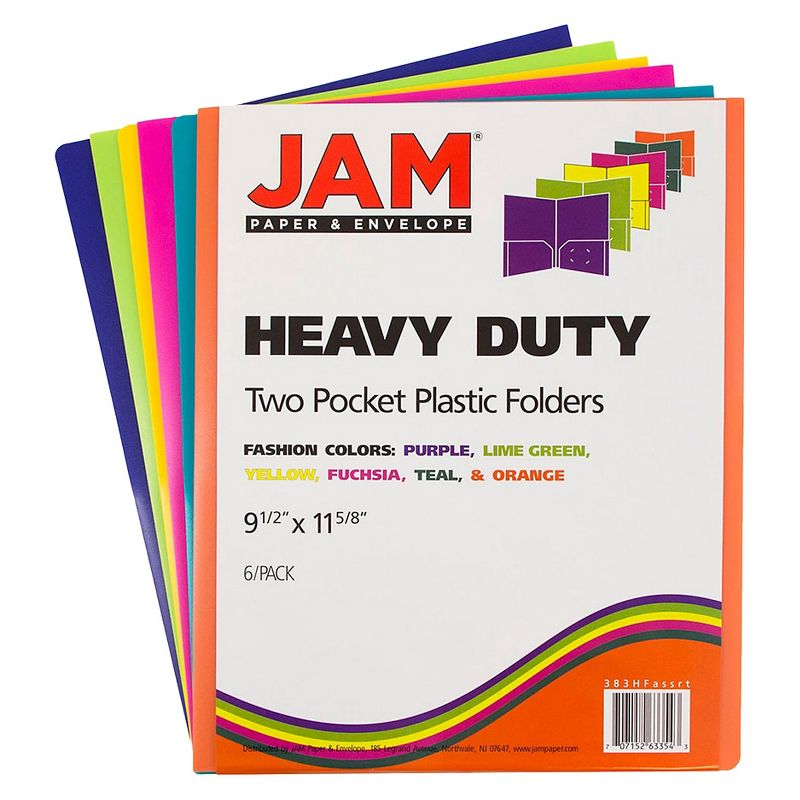 JAM 6pk 2 Pocket Heavy Duty Plastic Folders - Fashion Colors, 5 of 10
