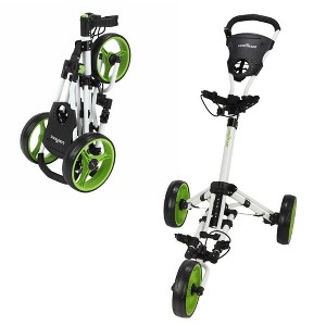 Caddymatic Golf X-Lite One-Click Folding Pull/Push Golf Cart White/Green - 1 of 4