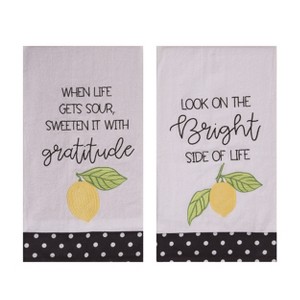 Transpac Fabric Embroidered Lemon Tea Towel Set of 2 Spring Home Decorations - 1 of 1