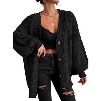 EXLURA Womens 2025 Oversized Cardigan Sweaters Fall Winter Lightweight Soft Knit Cardigan Open Front Button Outwear Coats