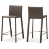 Set of 2 Crawford Modern and Contemporary Leather Upholstered Counter Height Barstools Taupe - Baxton Studio: Bonded Leather, Steel Frame, Padded Back - 2 of 4